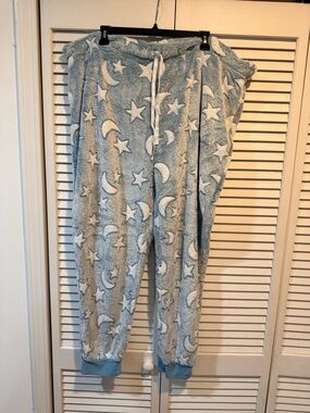 Secret Treasures Blue and White Plush Star & Moon Pajama Pants